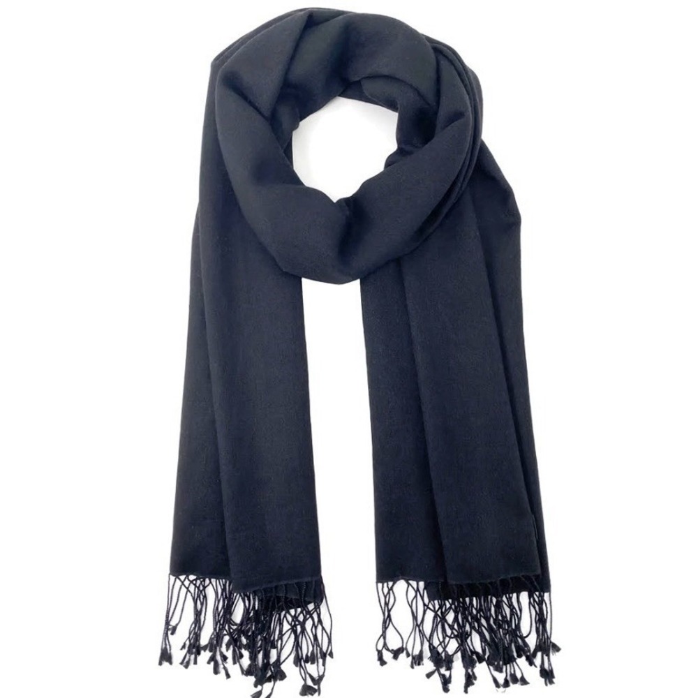 Women's Pashmina Silk Blend Purple Grey Fringe Scarf Wrap Shawl Soft Lightweight